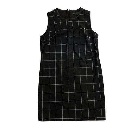 Ralph Lauren Size 8 Preppy Windowpane Check Black Sheath Dress - Picture 1 of 6